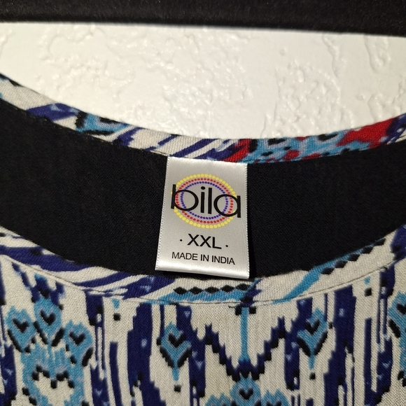 Billa Dress Blue Tribal Empire Long Sleeveless XXL Pop Over Style - Picture 7 of 10